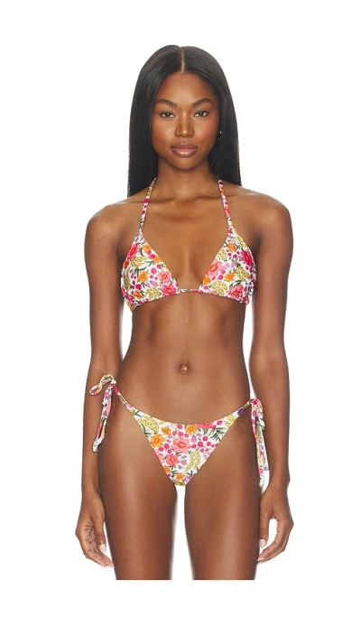 Farm Rio Banana Flowers Triangle Bikini Top In Multi