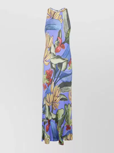 Farm Rio Banana Grapes Floral Halter Neck Maxi Dress In Multi