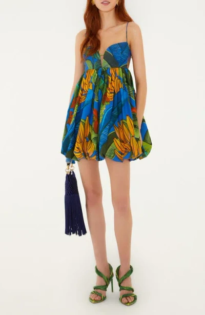 Farm Rio Banana Grapes Blue Sleeveless Mini Dress Banana Grapes Blue