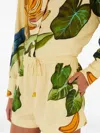 Farm Rio All-over Print Linen-blend Shorts With Elastic Drawstring Waist In Yellow