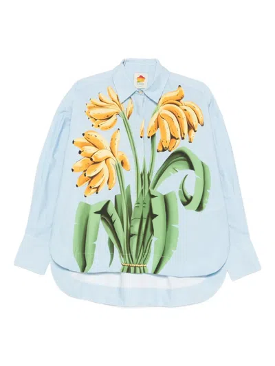 Farm Rio Banana-print Shirt In Blue