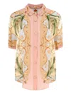 Farm Rio Banana Royalty Kaleidoscope Floral Print Button-up Shirt In Pink