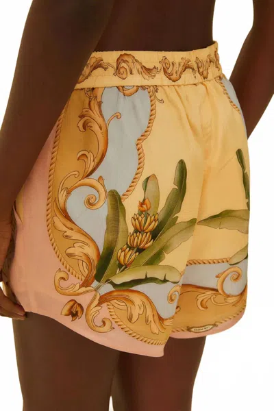Farm Rio Banana Royalty Kalendoscope Multicolor Shorts In Yellow