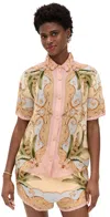 Farm Rio Banana Royalty Kaleidoscope Floral Print Button-up Shirt In Banana Royalty Kalendoscope