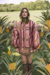 Farm Rio Barbour Ana-clara Quilted Jacket In Pink