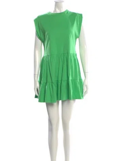 Pre-owned Farm Rio Bateau Neckline Mini Dress In Green