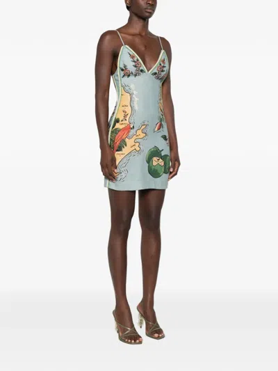 Farm Rio Beaches Embroidered Floral-print Mini Dress In Multi