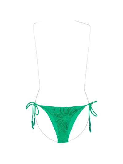 Farm Rio Beaded Cut-out Bikini Bottoms In Green