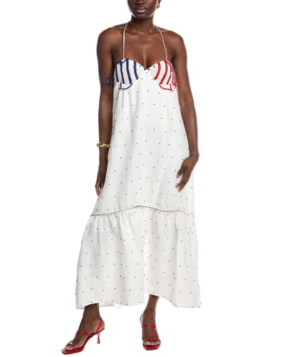 Farm Rio Beaded Fishes White Sleeveless Maxi Dress