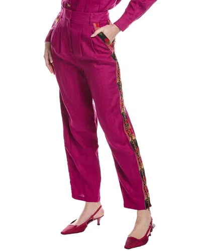 FARM RIO FARM RIO BEADED FRINGE LINEN CARROT PANT