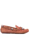Farm Rio Beaded Moccasin Loafers In Brown