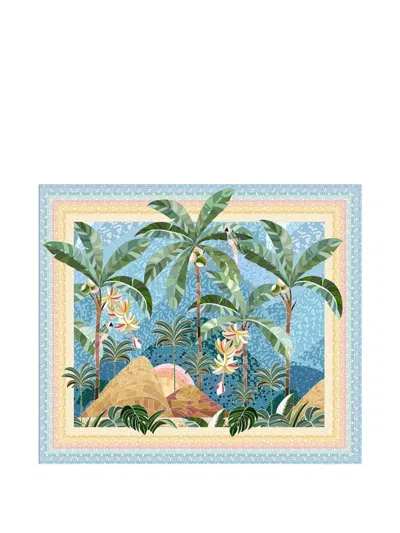 Farm Rio Bead-embellished Graphic-print Sarong In Blue