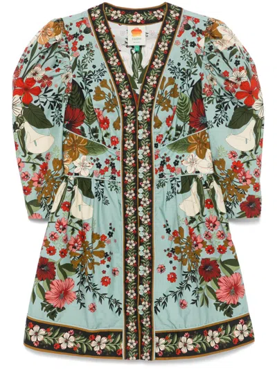 Farm Rio Beauty Bouquet Mini Dress In Beauty Bouquet Blue