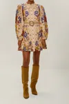 Farm Rio 'beauty Bouquet' Multicolor Mini Dress With Lace Collar And All-over Floral Print In Pink