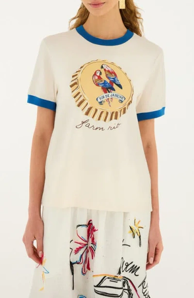 Farm Rio Beer Cap Logo Graphic Cotton Baby Tee In White