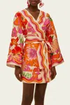 Farm Rio Beige Spring Affair Linen Mini Dress In Purple