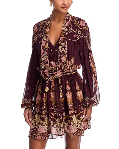 Farm Rio Bella Mini Dress In Brown