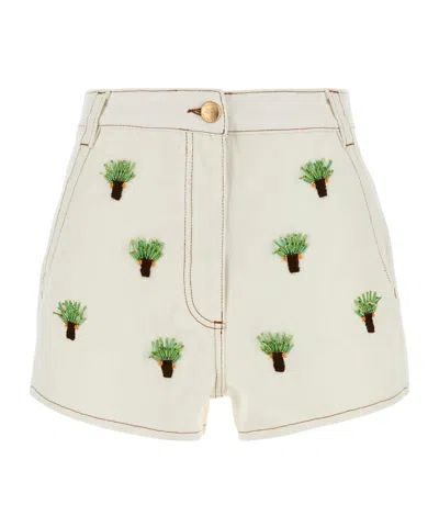 Farm Rio Belt Loop Shorts In White
