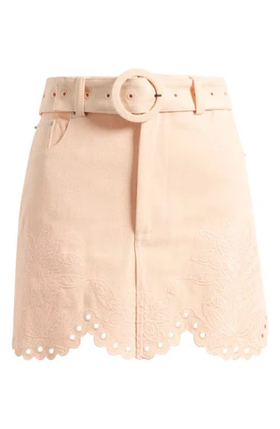 Farm Rio Belted Cotton Twill Miniskirt In Multi