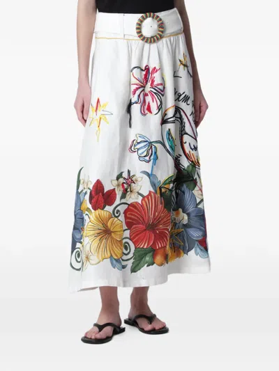 Farm Rio Pinko White Trop Off-white Skirt In Multi