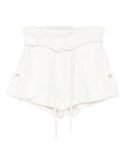 Farm Rio Belted Linen Shorts In White