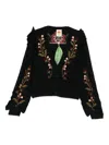 Farm Rio Berry-embroidered Cardigan In Black