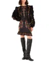 Farm Rio Berry Embroidery Knit V Neck Cardigan In Black