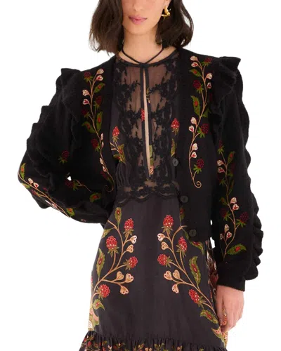 Farm Rio Berry Embroidery Knit Wool & Alpaca-blend Cardigan In Multi