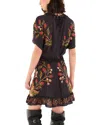 Farm Rio Black Berry Garden Mini Dress In Multi