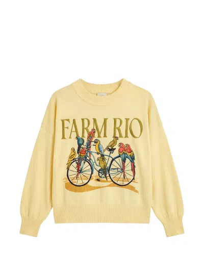 Farm Rio Bicycle Graphic Sweater In Yellow