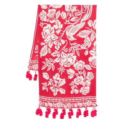 Farm Rio Bird Floral-print Beach Cover-up In Red
