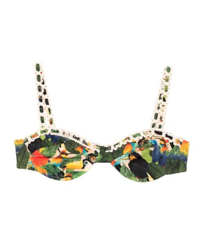 Farm Rio Bird-print Bikini Top In Multi