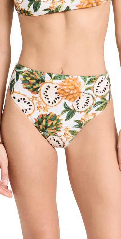 Farm Rio Biriba Hot Pants Double Bikini Bottoms Biriba Off-white In Multi