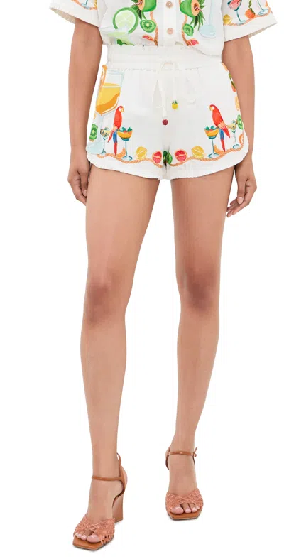 Farm Rio Biricutico Scarf Off-white Shorts Biricutico Scarf Off-white In Multi