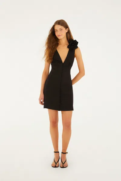 Farm Rio Women's Black 3d Flowers Sleeveless Mini Dress