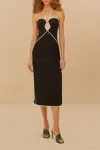 Farm Rio Contrast Detail Center Cutout Linen Blend Midi Dress