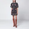 Farm Rio Black Belle Garden Mini Dress With Belt In Black