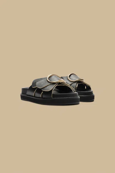 FARM RIO BLACK DAISY SLIDE SANDAL