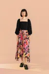 Farm Rio Natural Midi Skirt In Black