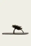 Farm Rio Black Flower Jelly Flat Sandal
