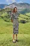 Farm Rio Black Lisbon Lenzing� Ecovero� Viscose Jersey Midi Dress In Black