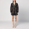 Farm Rio Ravenala Floral-print Cotton-poplin Mini Dress In Black