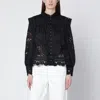 Farm Rio Richelieu Embroidered Blouse In Black
