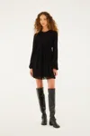 Farm Rio Pleated Mini Dress In Black