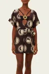 Farm Rio Black Sunny Moon Lenzing Ecovero Euroflax Romper In Brown
