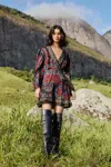 Farm Rio Black Valentina Wrap Lenzing Ecovero Viscose Mini Dress In Multi
