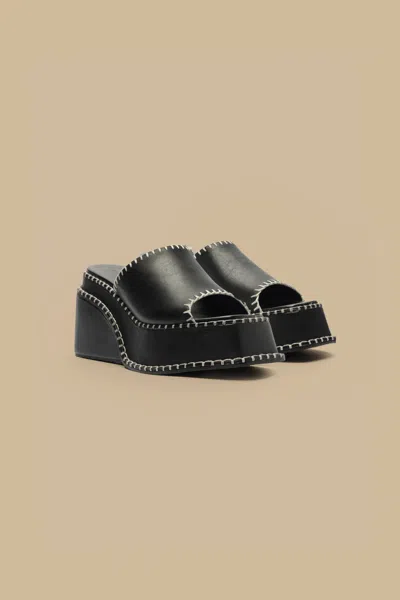 Farm Rio Black Wedge Mule Sandal