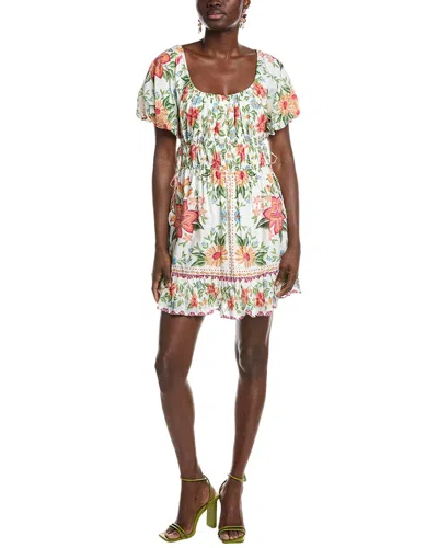 Farm Rio Bloom Garden Mini Dress In White