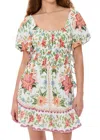 Farm Rio Bloom Garden Off White Short Sleeve Mini Dress Bloom Garden Off White In White