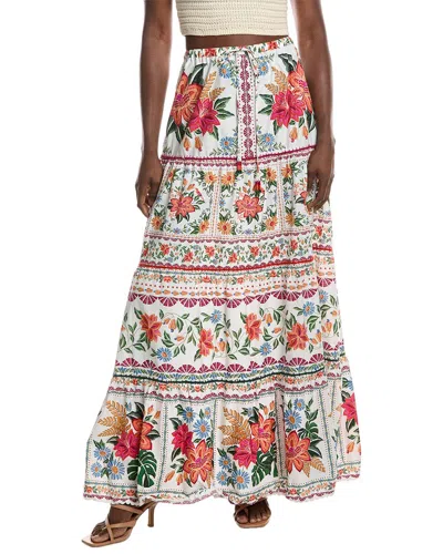 Farm Rio Bloom Garden Skirt In White